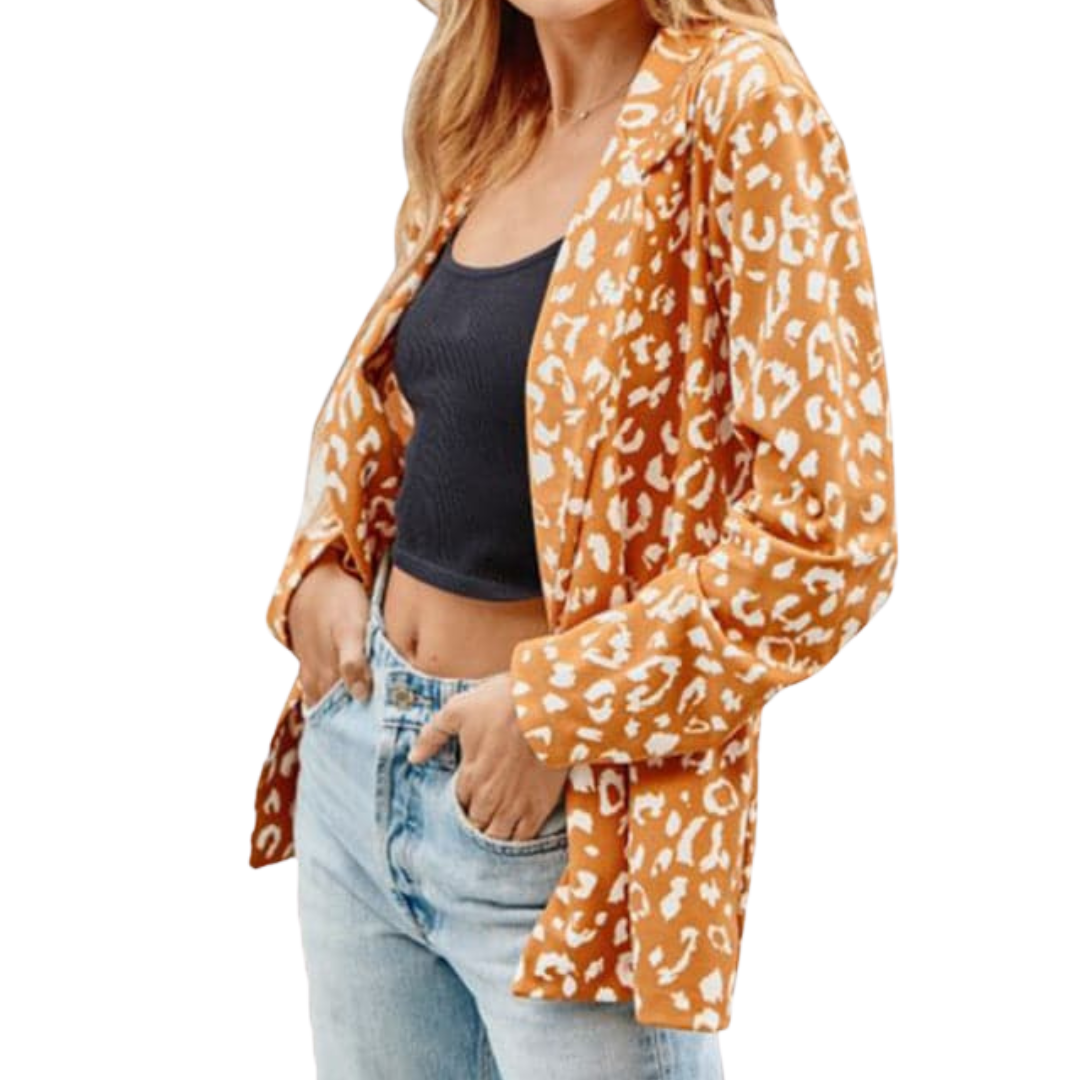 Andree Women's Leopard Print Taupe Blazer