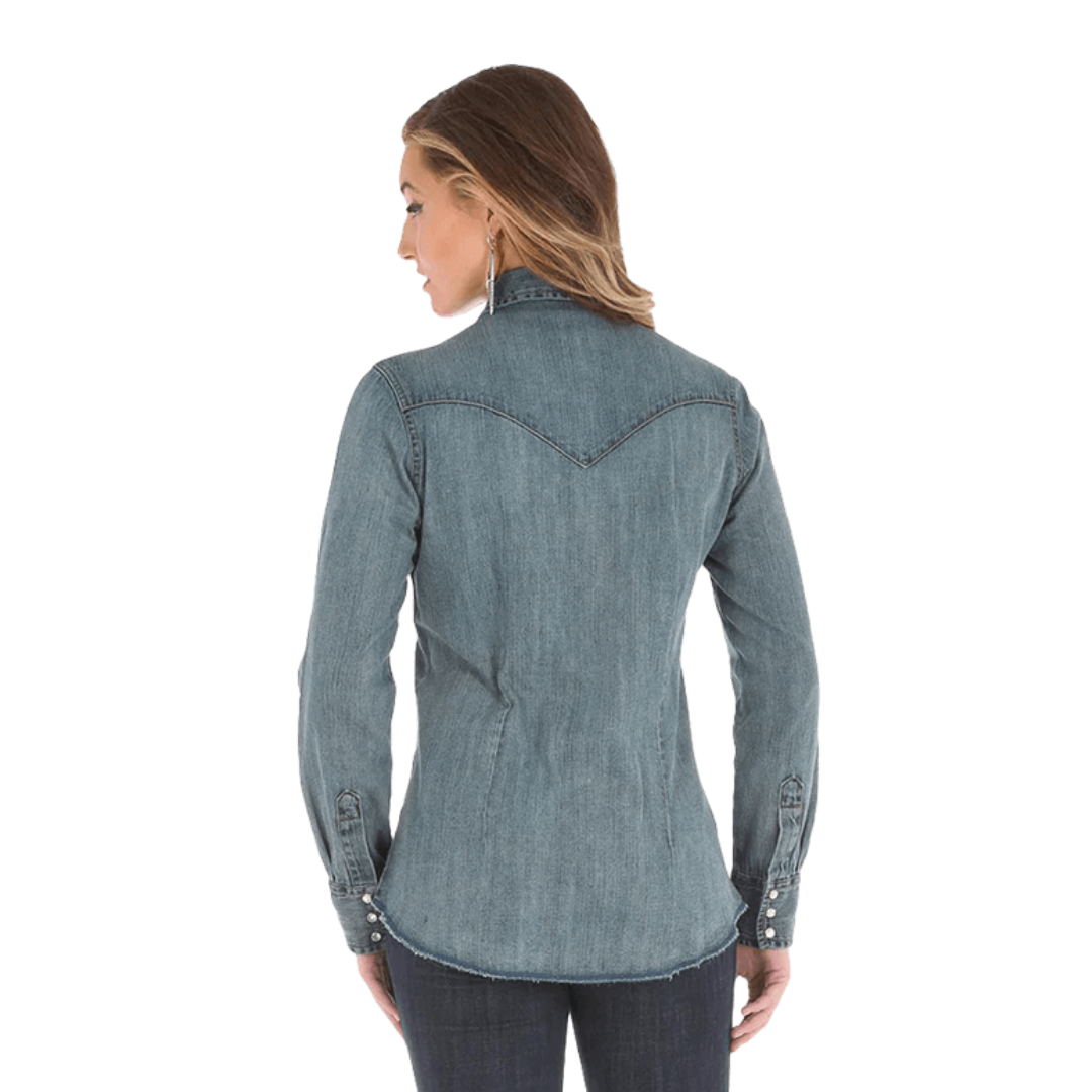 Wrangler Women's Long Sleeve Denim Grey Shirt