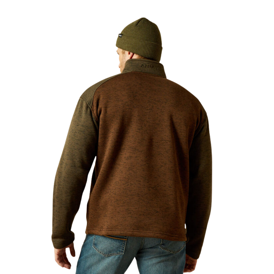 Ariat Men's Caldwell Logo 1/4 Zip Brown Sweater