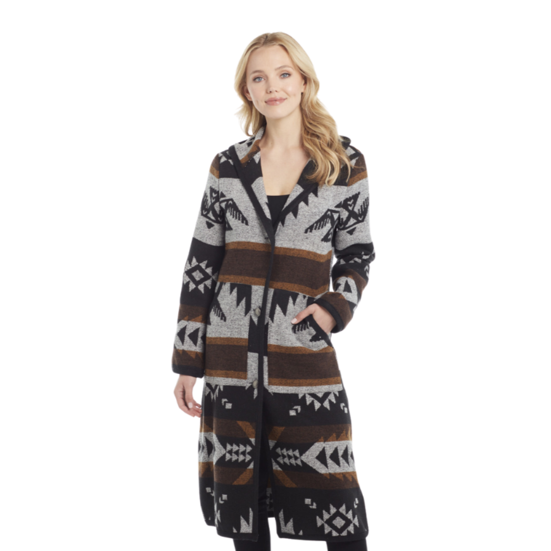 Sidran Women's Button Front Navajo Blanket Duster Multicolor Jacket