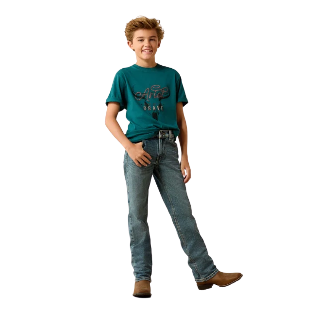 Ariat Youth Boy's Cattle Skull Freedom Green Tee Shirt