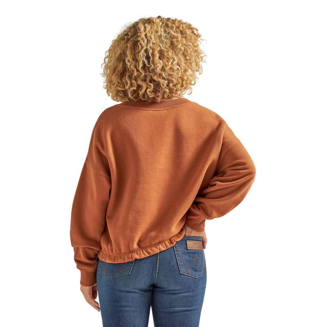 Wrangler Women's Argan Oil Long Live Cowboys Orange Sweater