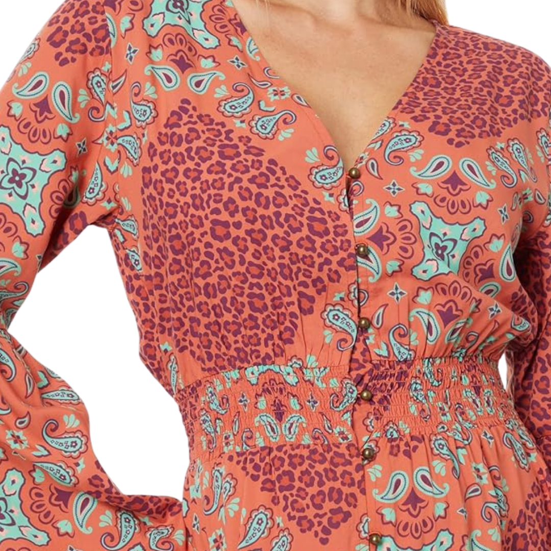 Wrangler Women's Ginger Spice Boho Hem Orange Dress