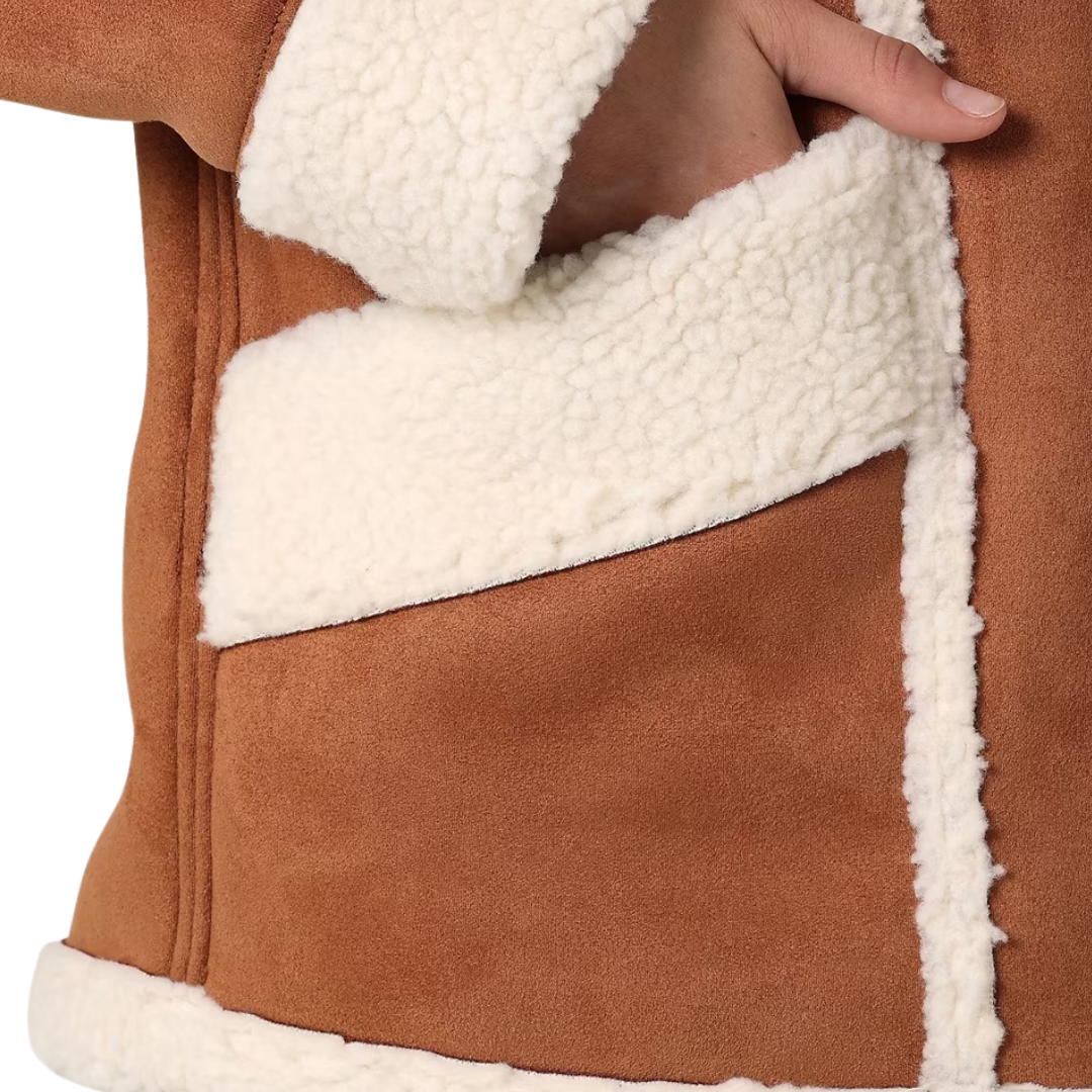 Wrangler Women's Lion Faux Shearling Brown Coat
