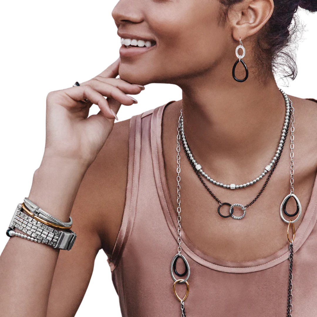 Brighton Women's Neptune's Rings Night French Black Earrings