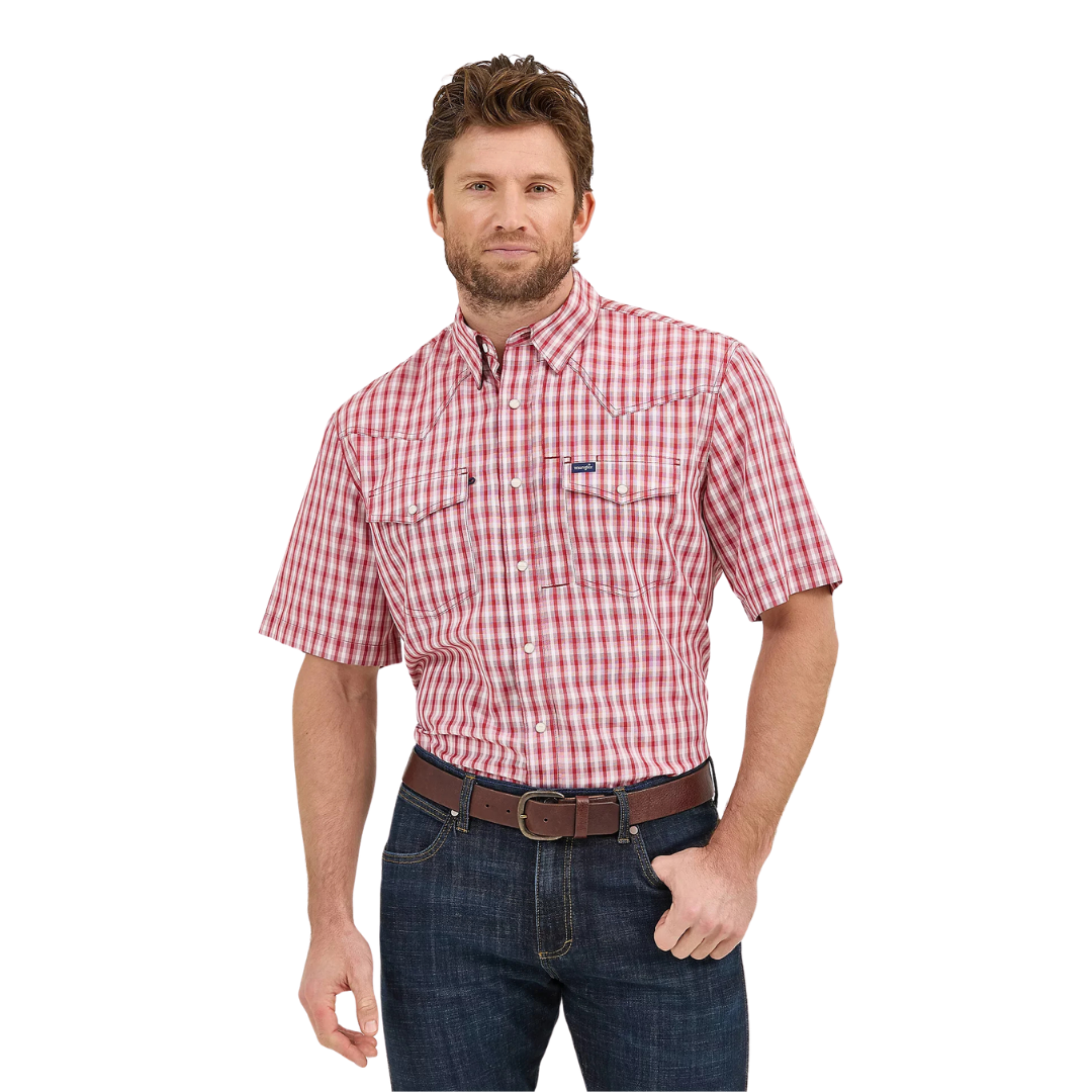 Wrangler Men's Performance Short Sleeve Red Shirt