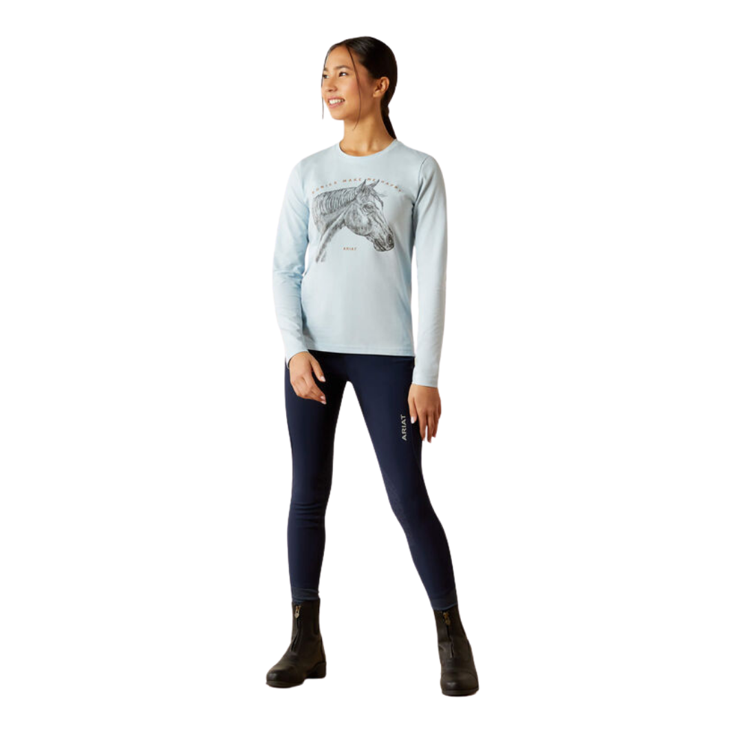 Ariat Youth Girl’s Happy Long Sleeve Skyway Blue Tee Shirt