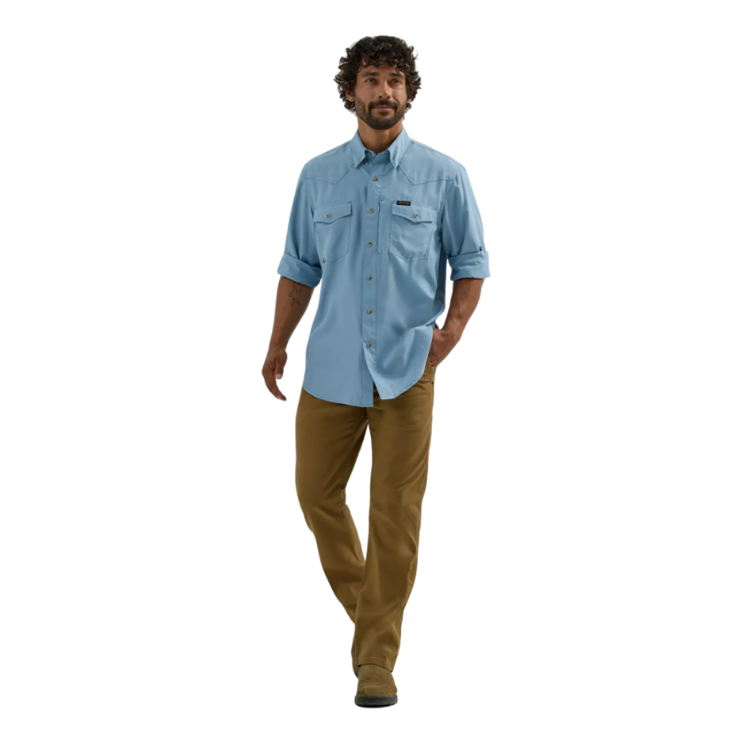 Wrangler Men's Western Performance Blue Shirt