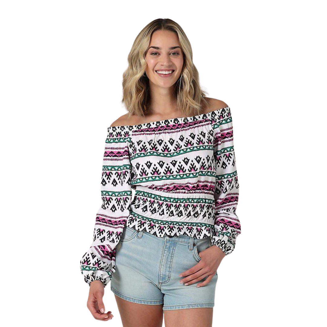 Wrangler Women's Off The Shoulder Multicolor Top
