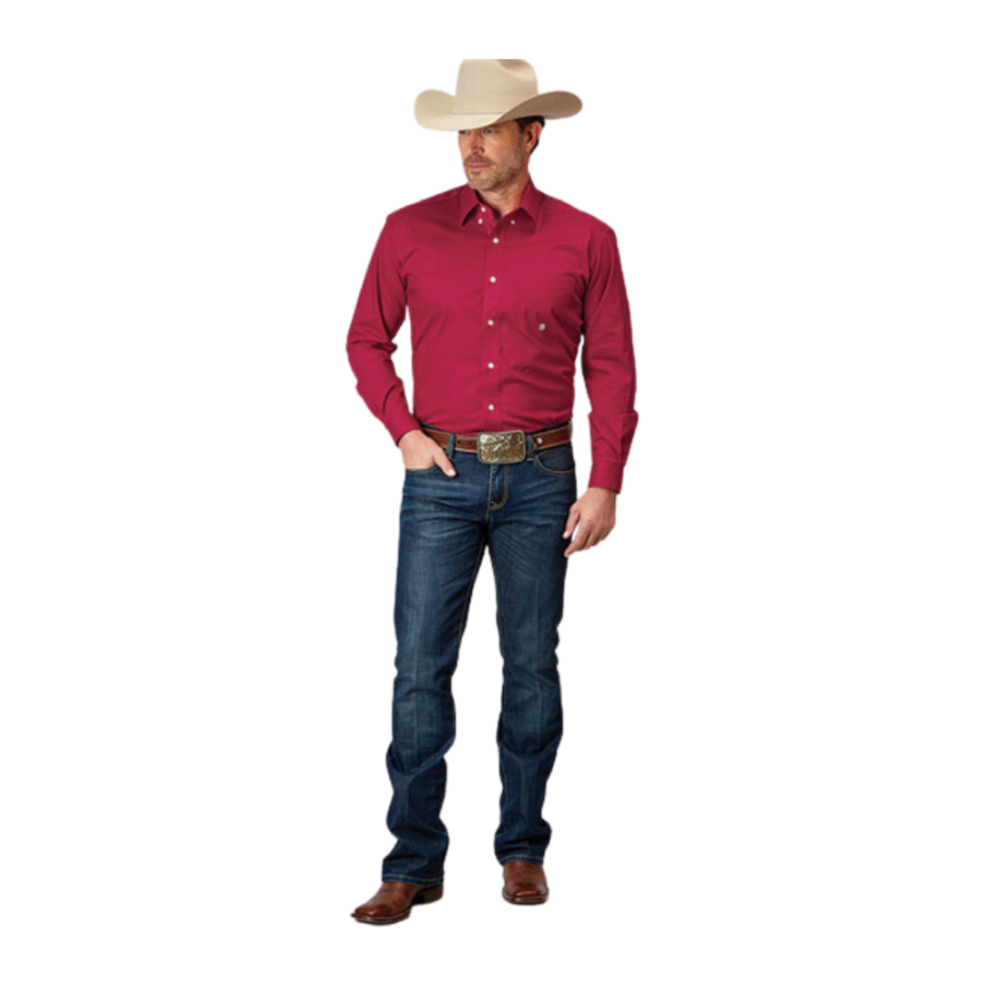 Roper Men's Solid Poplin Red Shirt