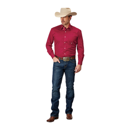 Roper Men's Solid Poplin Red Shirt