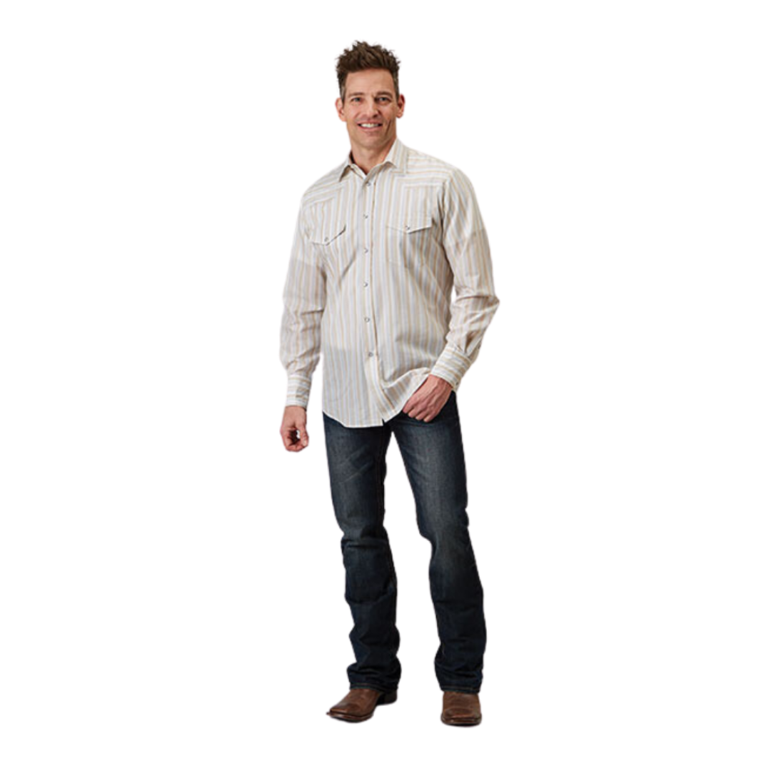 Roper Men's Snap Stripe White Shirt