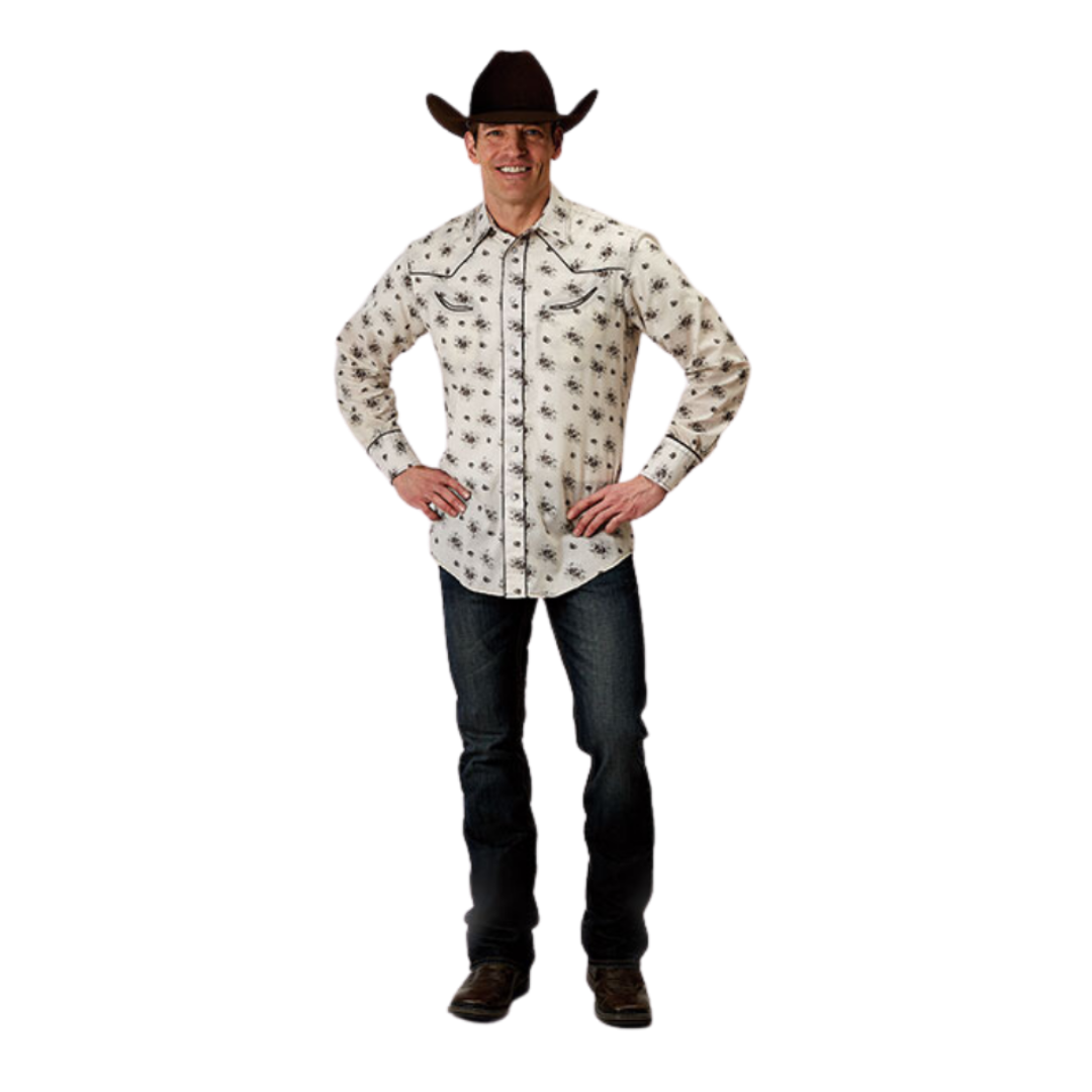 Roper Men's Snap Retro White Shirt