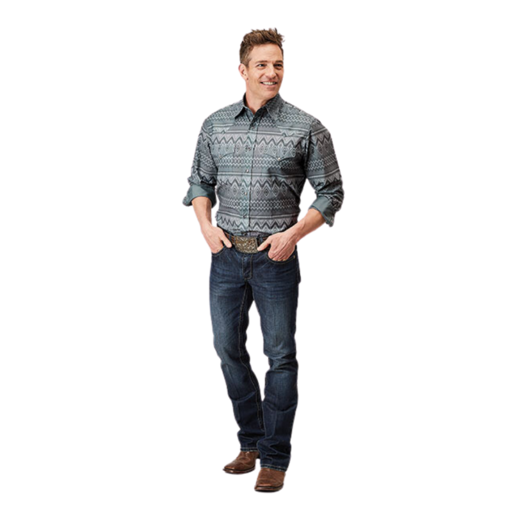 Roper Men's River Aztec Print Grey Shirt