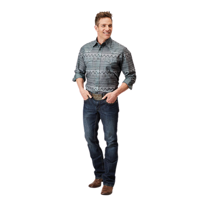 Roper Men's River Aztec Print Grey Shirt