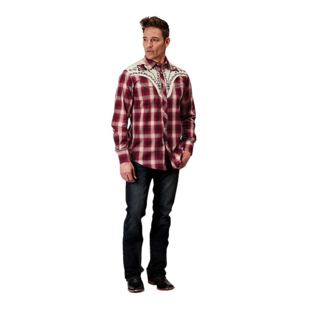 Roper Men's Fancy Plaid Red Shirt