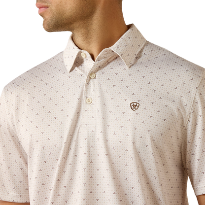 Ariat Men's All Over Print Moonbeam Steer Polo