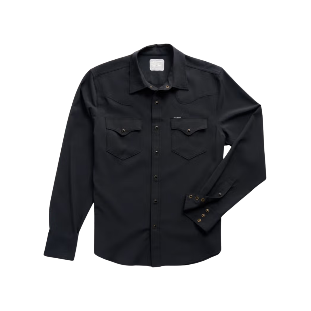 Tecovas Men's Performance Pearl Snap Black Shirt
