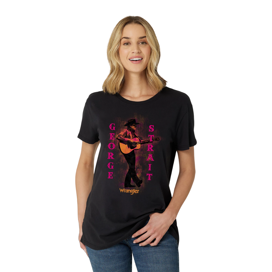 Wrangler Women's Short Sleeve Boyfriend Graphic Black Shirt