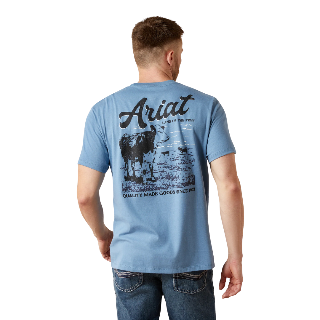 Ariat Men's Coronet Cattle Co Blue Tee Shirt