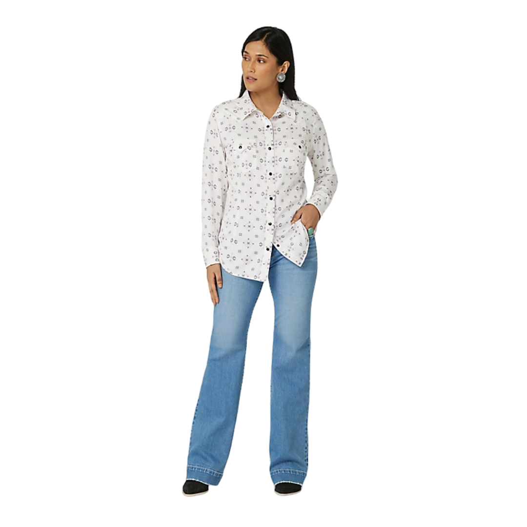 Wrangler Women's Retro Geo White Tec Shirt
