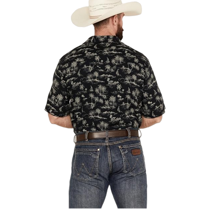 Wrangler Men's Camp Short Sleeve Tropical Black Shirt