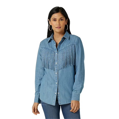 Wrangler Women's Retro Fringe Blue Shirt
