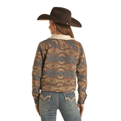 Rock & Roll Women's Charcoal Sherpa Denim Jacket