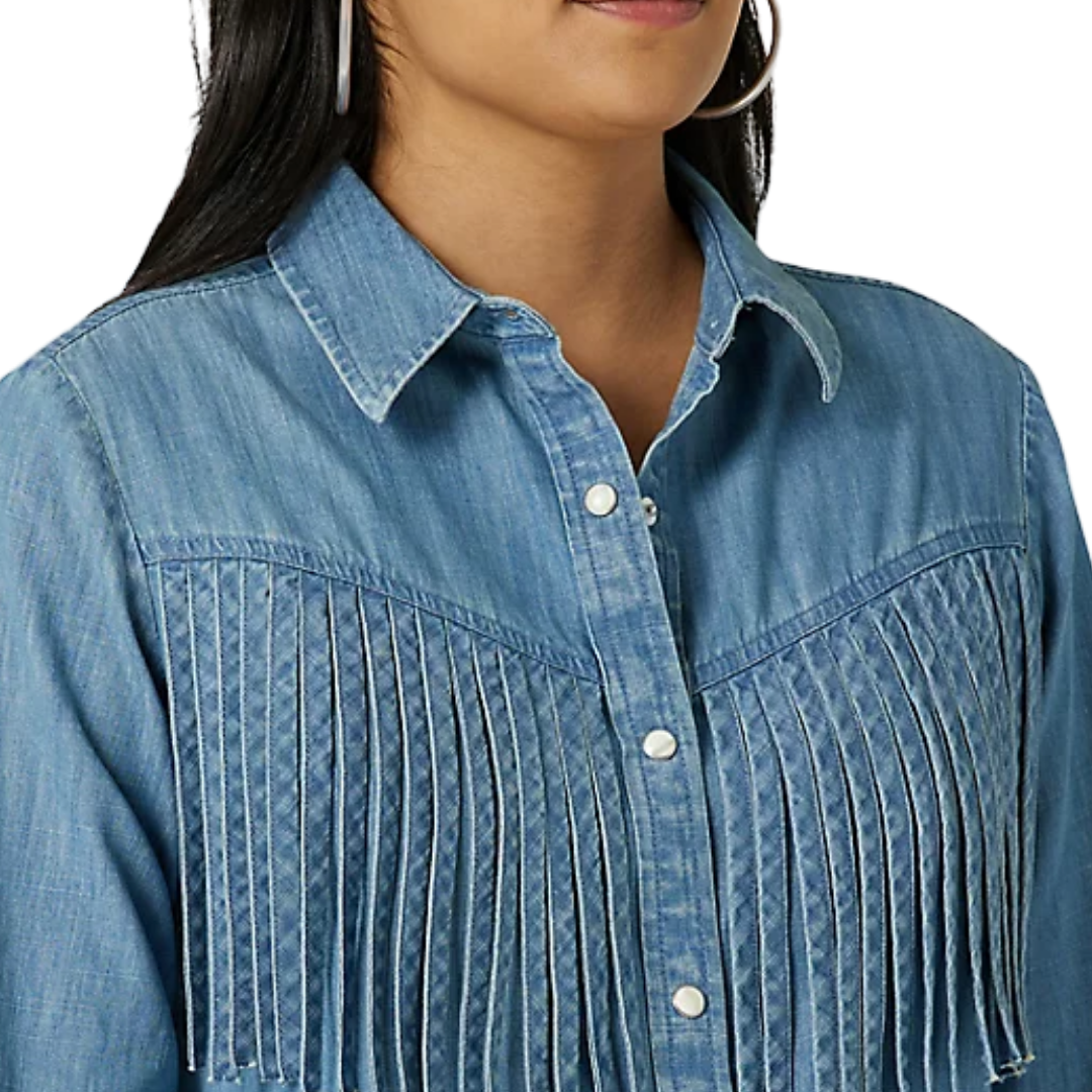 Wrangler Women's Retro Fringe Blue Shirt