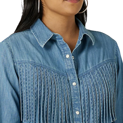 Wrangler Women's Retro Fringe Blue Shirt
