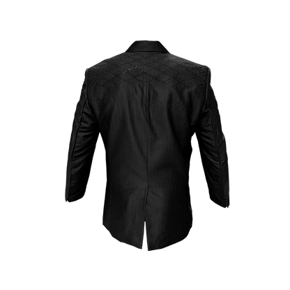 Red Diamond Men's Black Embroidered Rhinestone Coat