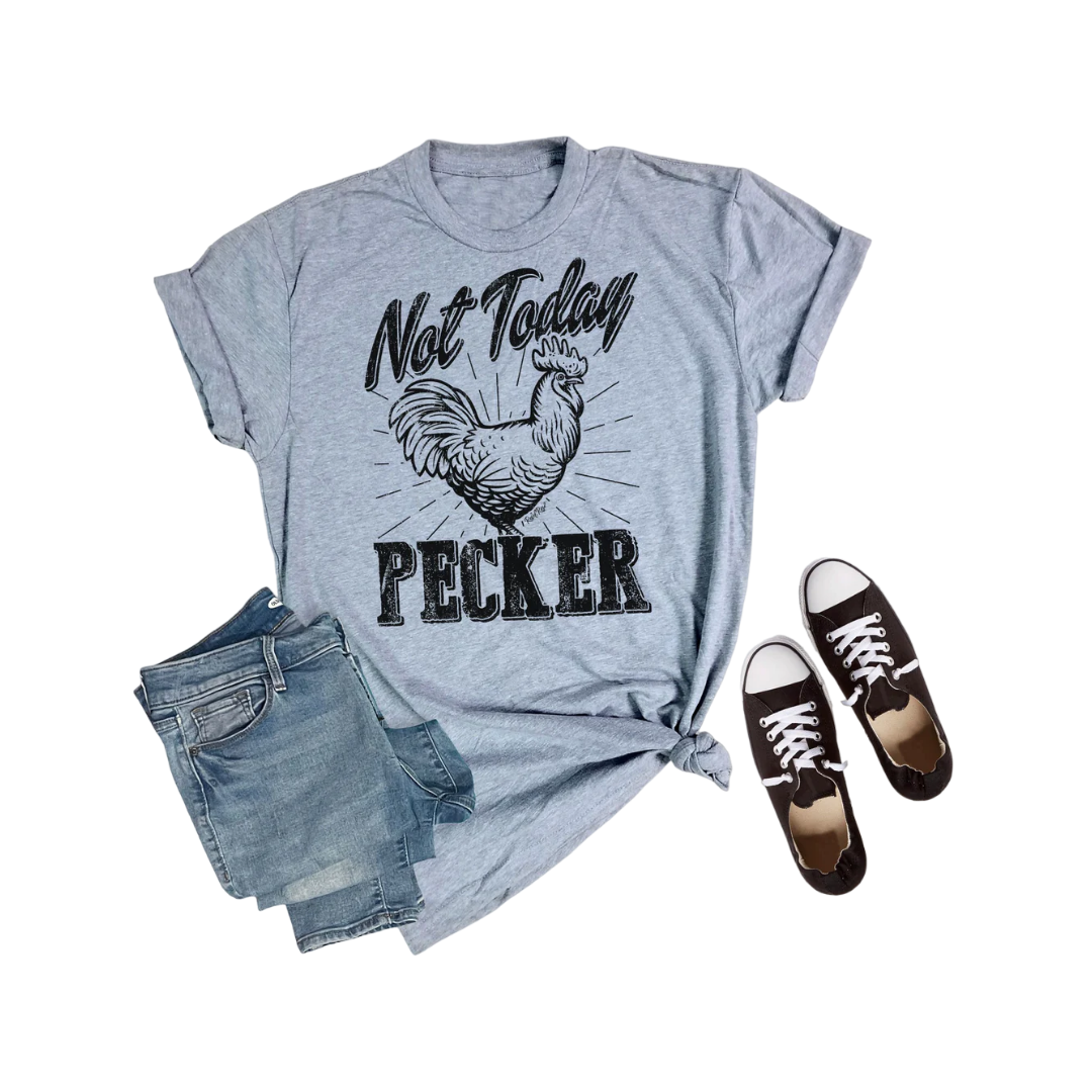 Rebel Rose Women's Grey Not Today Pecker Tee