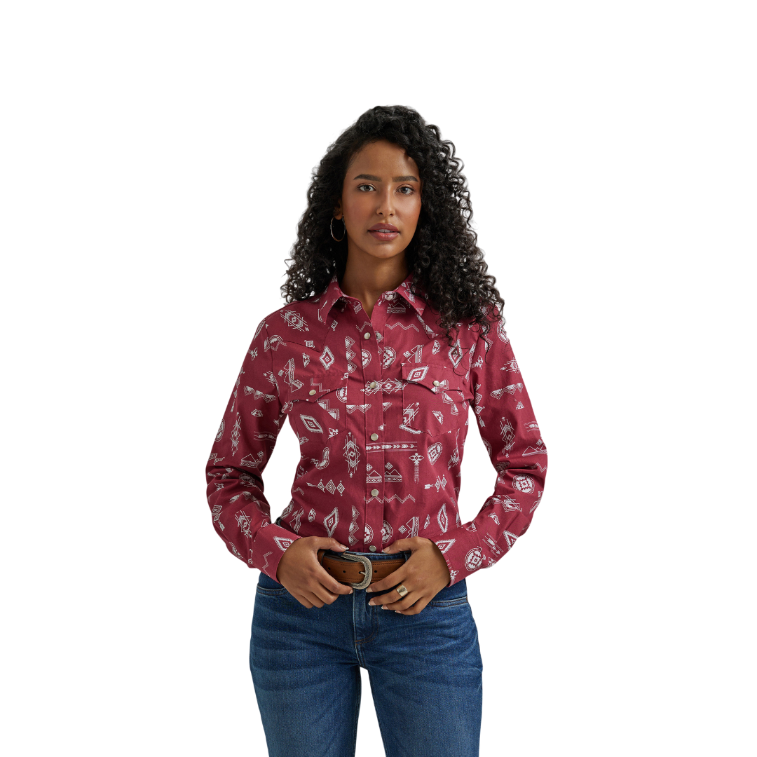Wrangler Women's Essential Woven Red Shirt