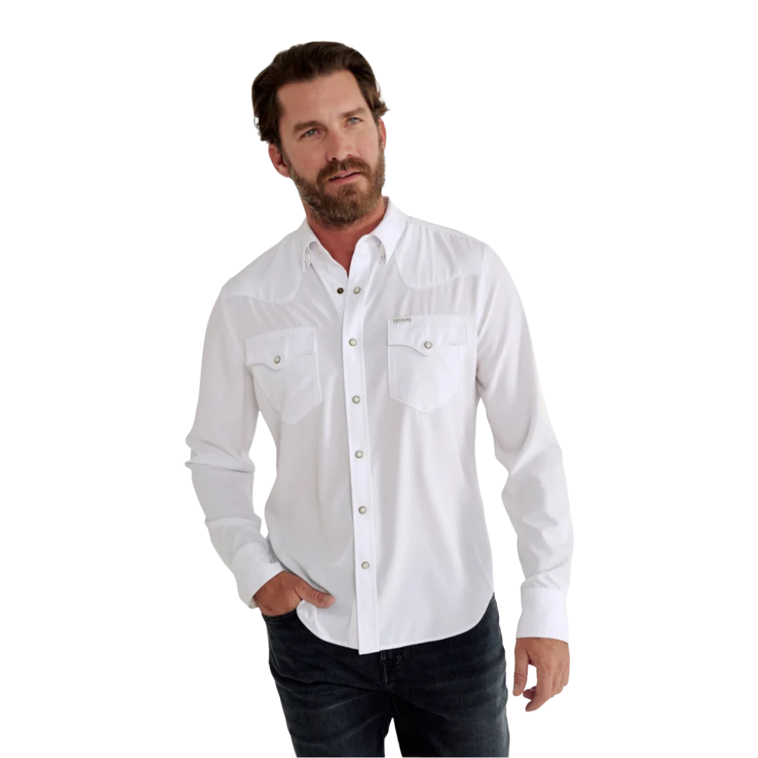Tecovas Men's Western Pearl Snap White Shirt