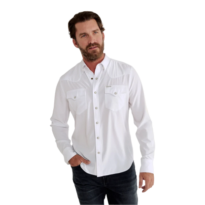 Tecovas Men's Western Pearl Snap White Shirt