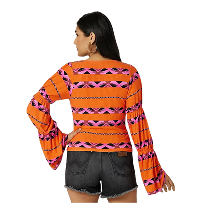 Wrangler Women's Banded Sleeve Orange Shirt