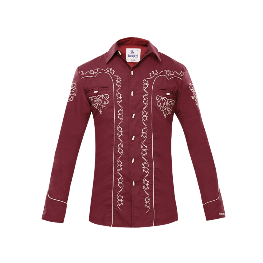 Ranger's Usa Men's Wine Charra Vaquera Tarugos Shirt