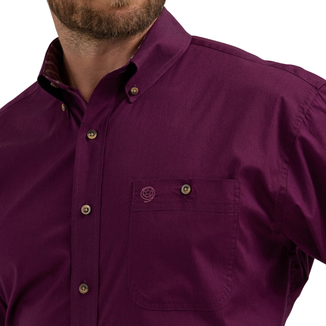 Wrangler Men's George Strait One Pocket Purple Shirt