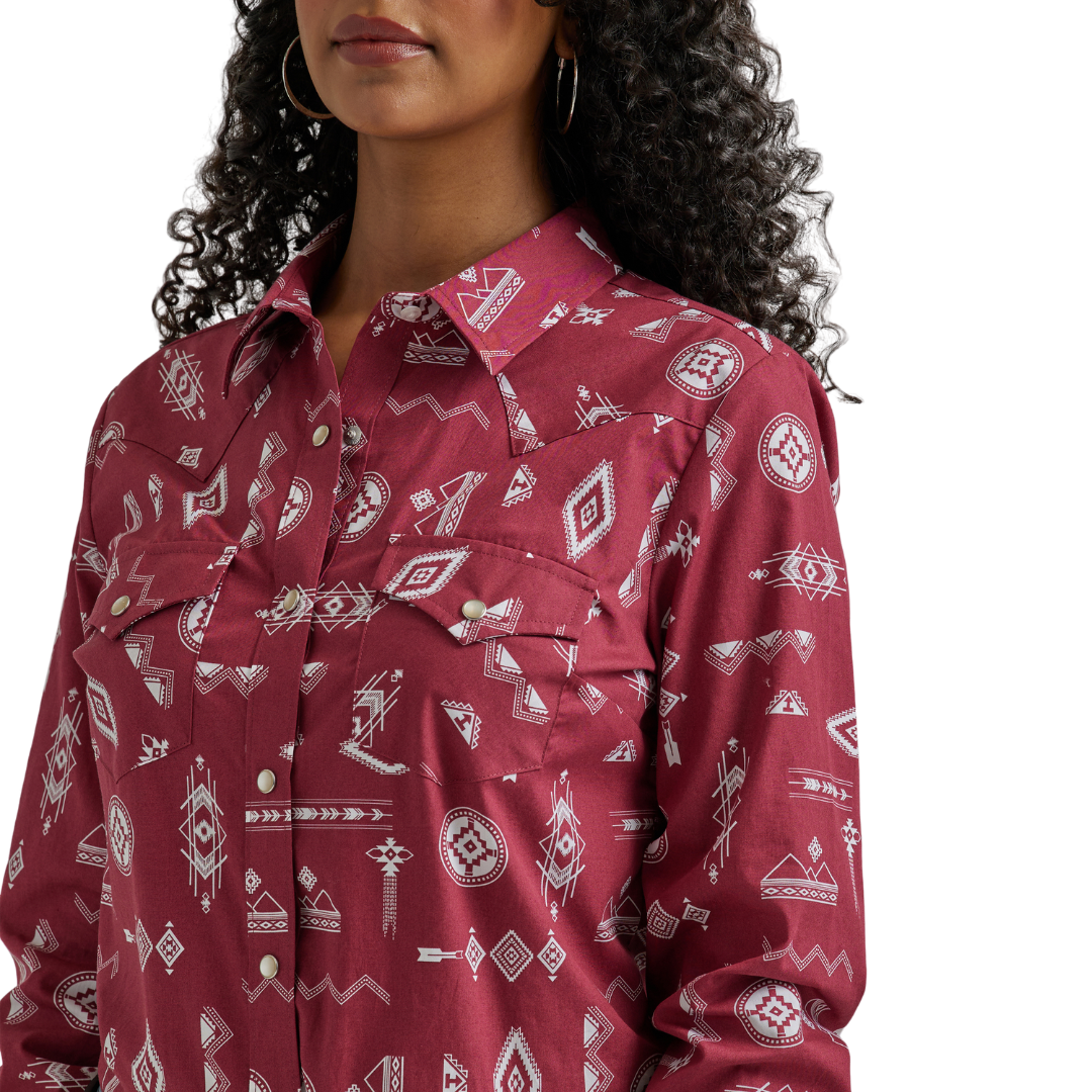 Wrangler Women's Essential Woven Red Shirt