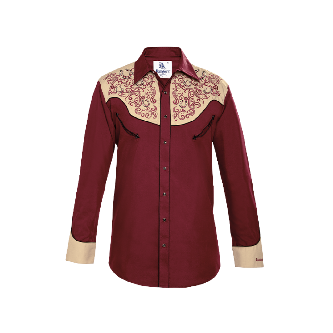Ranger's Usa Men's Wine Charra Vaquera Tarugos Shirt