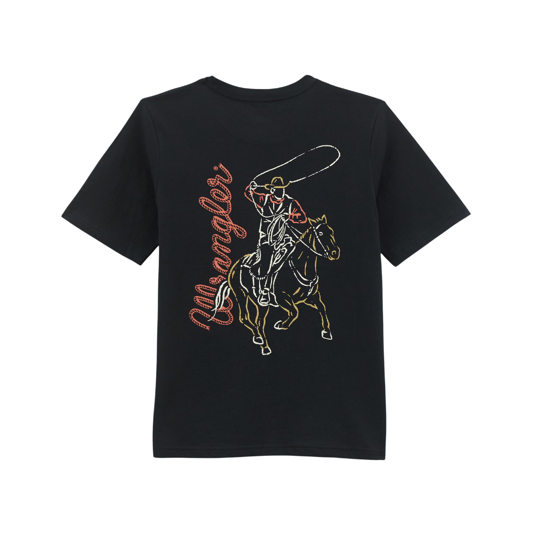 Wrangler Youth Boy's Short Sleeve Black Tee Shirt