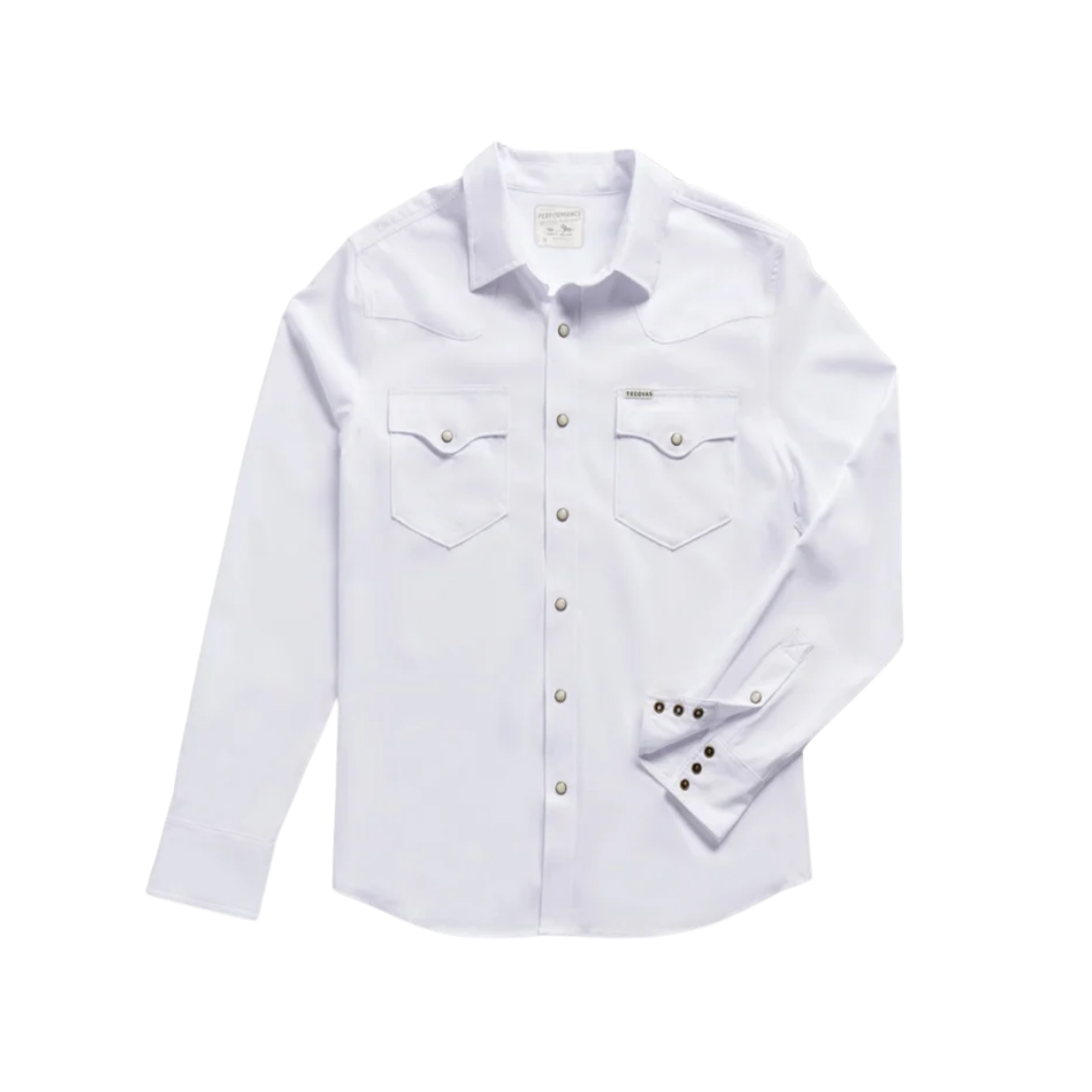 Tecovas Men's Western Pearl Snap White Shirt