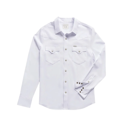 Tecovas Men's Western Pearl Snap White Shirt