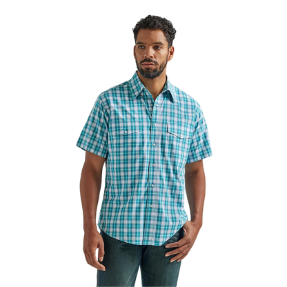 Wrangler Men's Wrinkle Resistant Western Teal Shirt