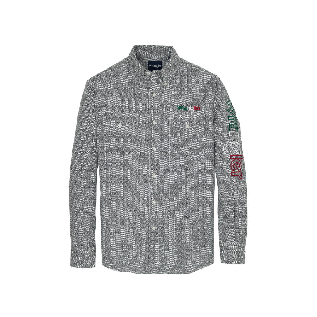 Wrangler Men's Long Sleeve Classic Fit Grey Shirt