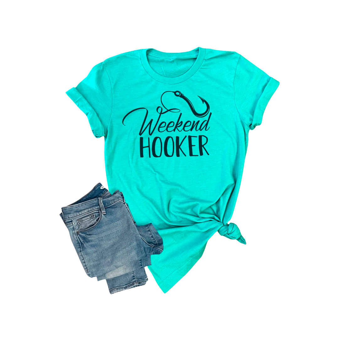 Rebel Rose Unisex Weekend Hooker Turquoise Tee Shirt
