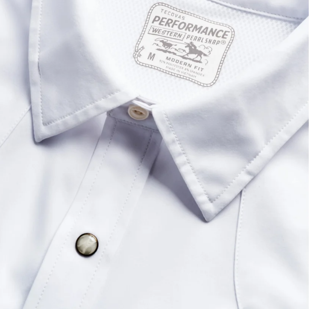 Tecovas Men's Western Pearl Snap White Shirt