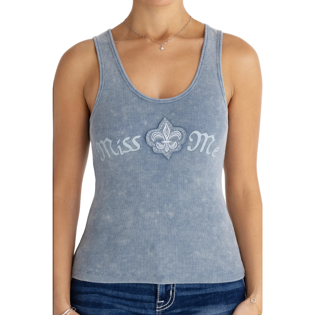 Miss Me Women's Harley Ash Denim Blue Tank Top