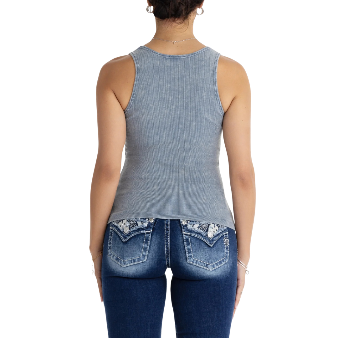 Miss Me Women's Harley Ash Denim Blue Tank Top