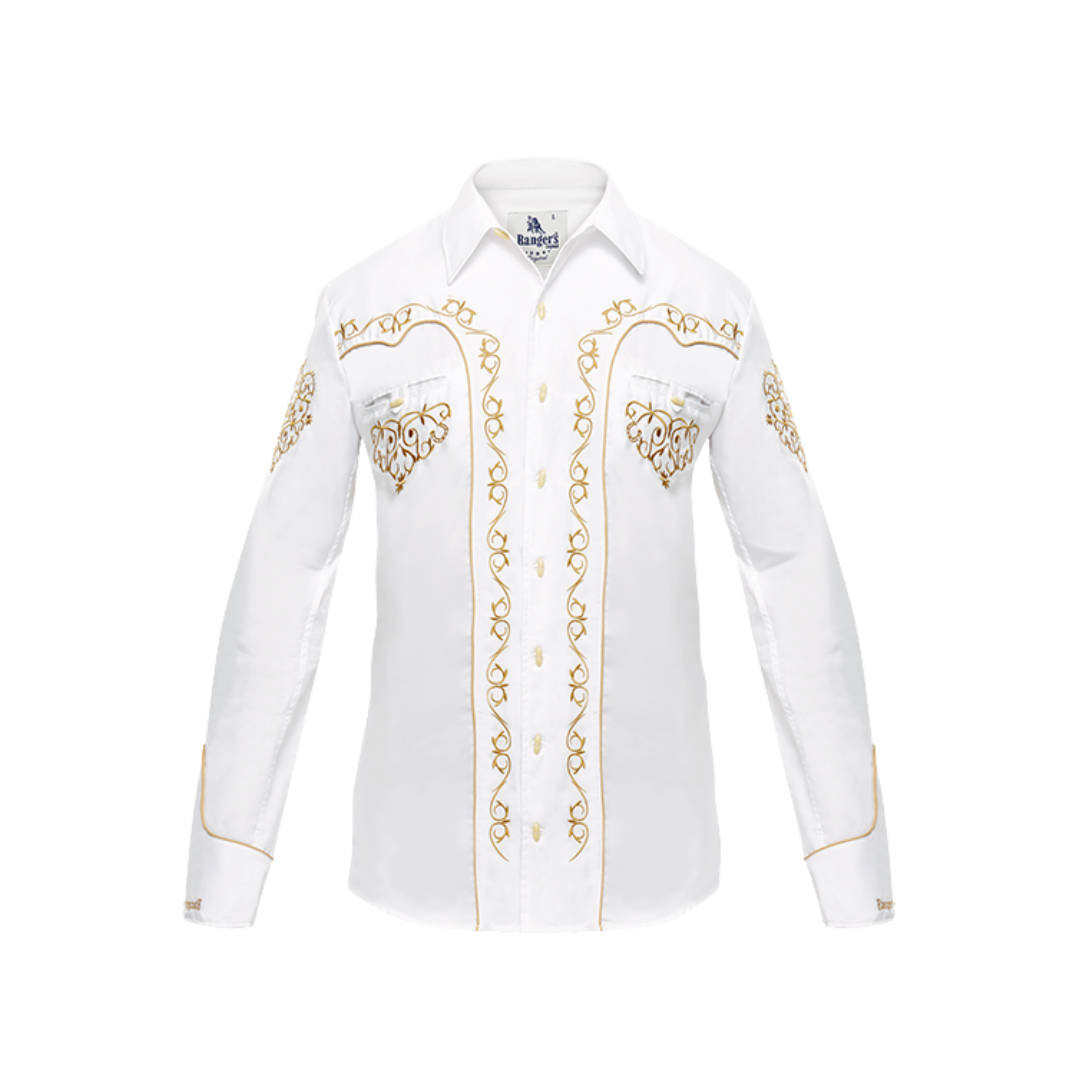 Ranger's Usa Men's White Charra Vaquera Tarugos Shirt
